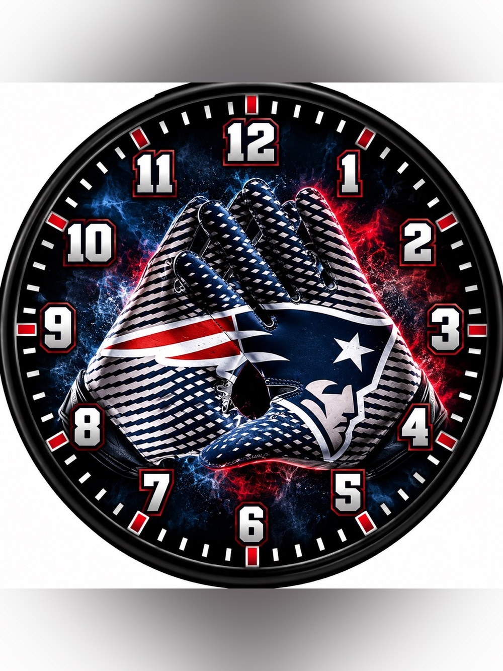 Patriotic Blue and Red Football Glove Wall Clock - Brand